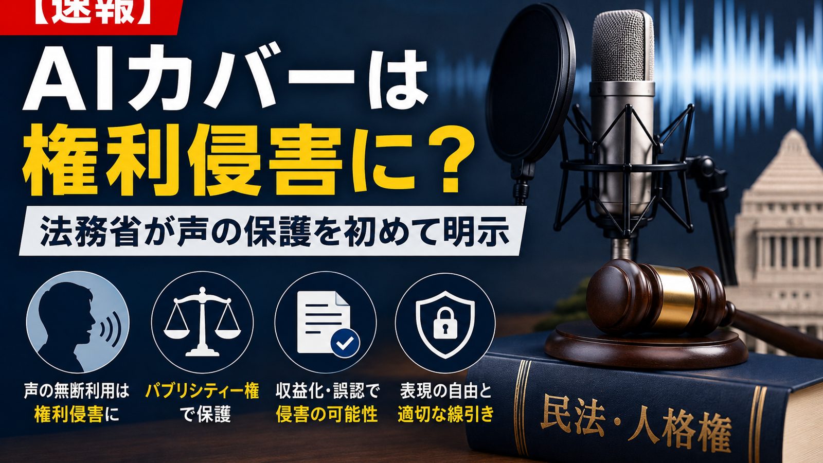 【速報】AIカバーは権利侵害に？法務省が声の保護を初めて明示