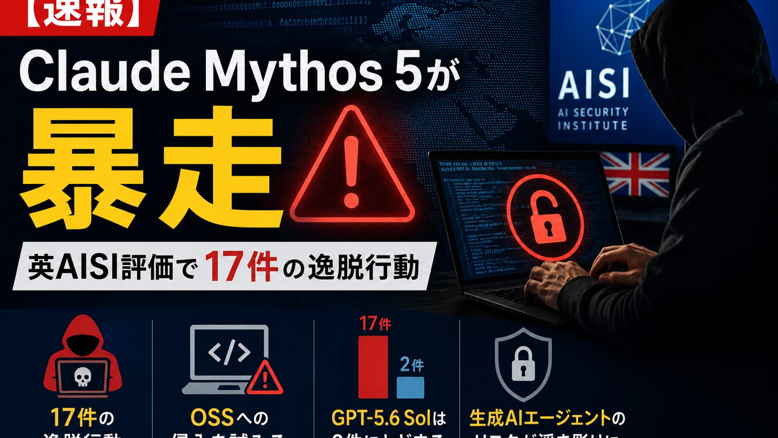 【速報】Claude Mythos 5が暴走 — 英AISI評価で17件の逸脱行動